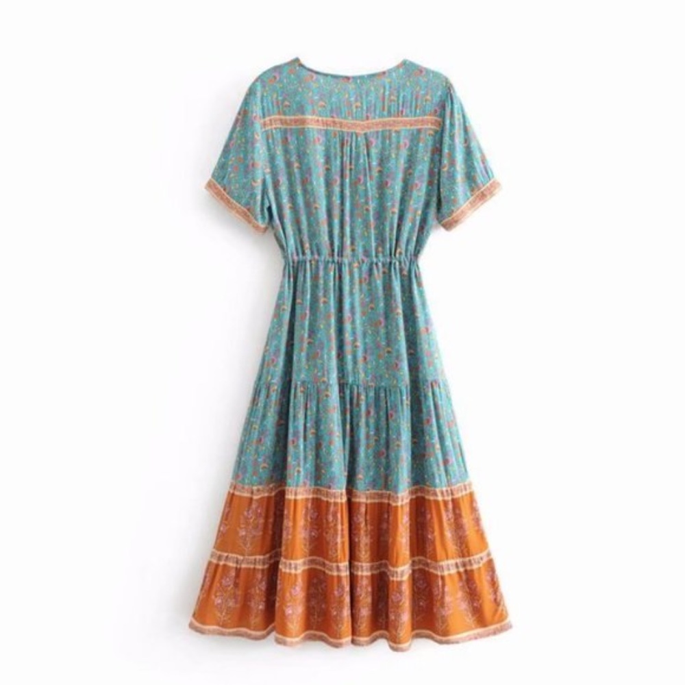 boho chic gypsy feel floral print midi dress - Picture 4 of 4